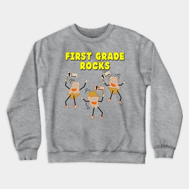 First Grade Rocks Crewneck Sweatshirt by Barthol Graphics